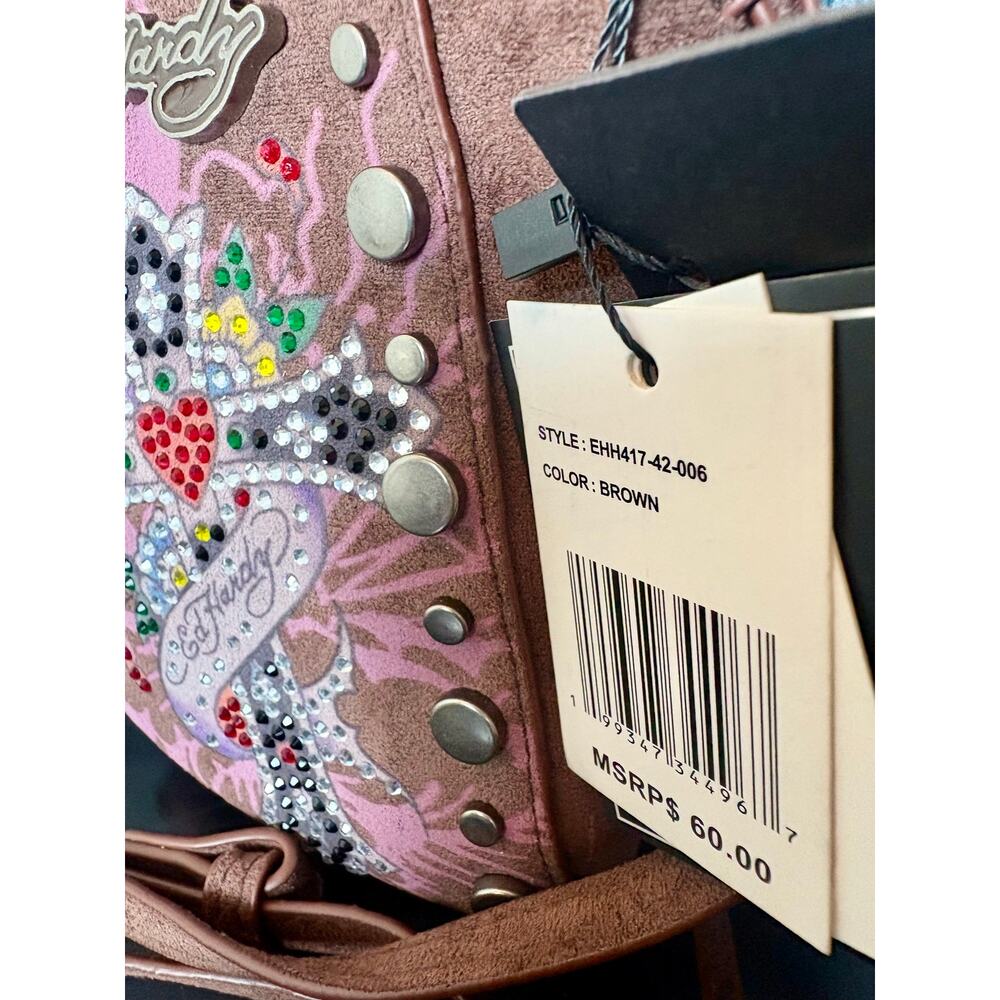 NWT - Stylish Ed Hardy Mini Brown Crossbody Bag - Picture 2 of 10